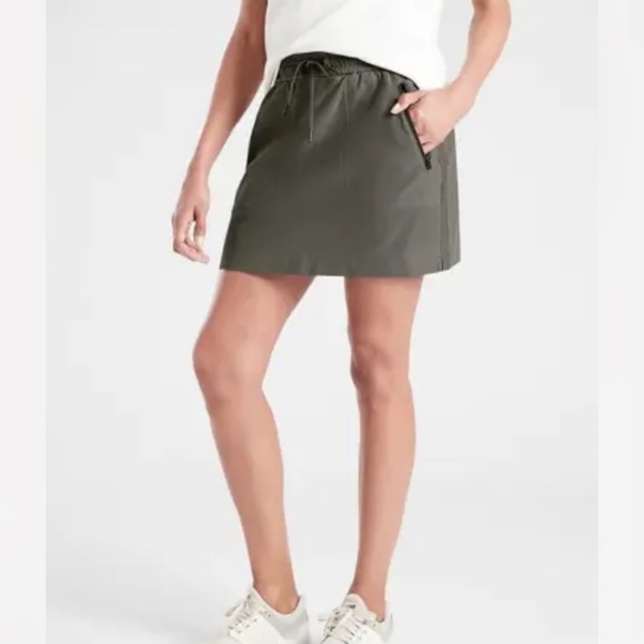 Athleta Dresses & Skirts - ATHLETA Farallon Skirt  Size 14 Green Stretch Casual Skirt Cotton Everyday